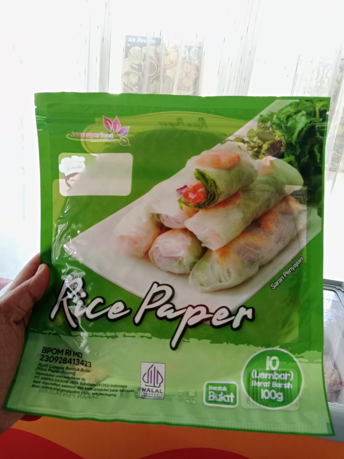 Rice Paper — Kulit lumpia segar untuk spring roll — isi 10 lembar. AIS Frozen Food
